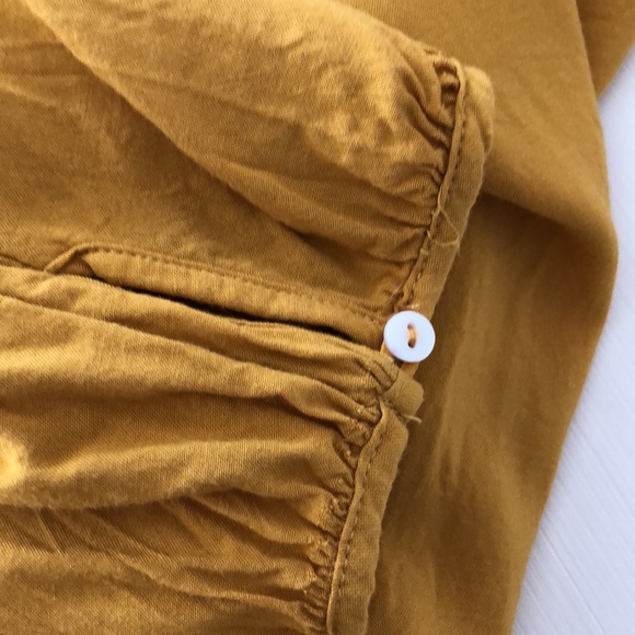 Boho Crochet Lace Embroidery Golden Yellow 3/4 Sleeve top Small - Picture 11 of 13